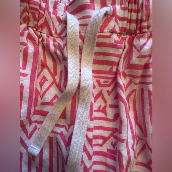 J Crew Pink White Linen Drawstring Skirt Size 0 lined - Picture 11 of 12